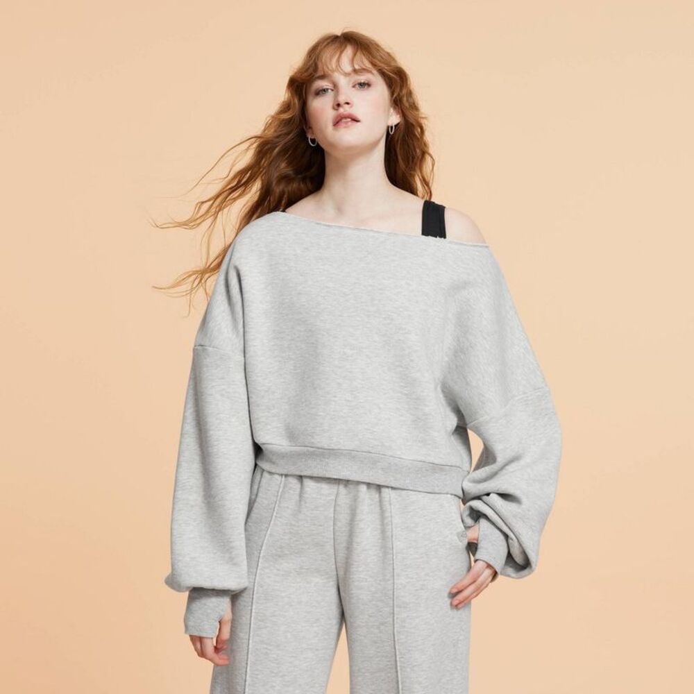 Blogilates -  Women's Dance Studio Off the Shoulder Gray